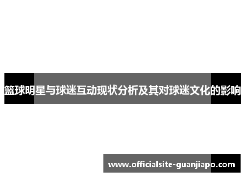 篮球明星与球迷互动现状分析及其对球迷文化的影响